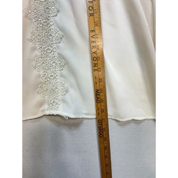 Liz Clayborne Womens Lace Flower Blouse Stretch Sz XL Cream Croquette - Picture 6 of 10
